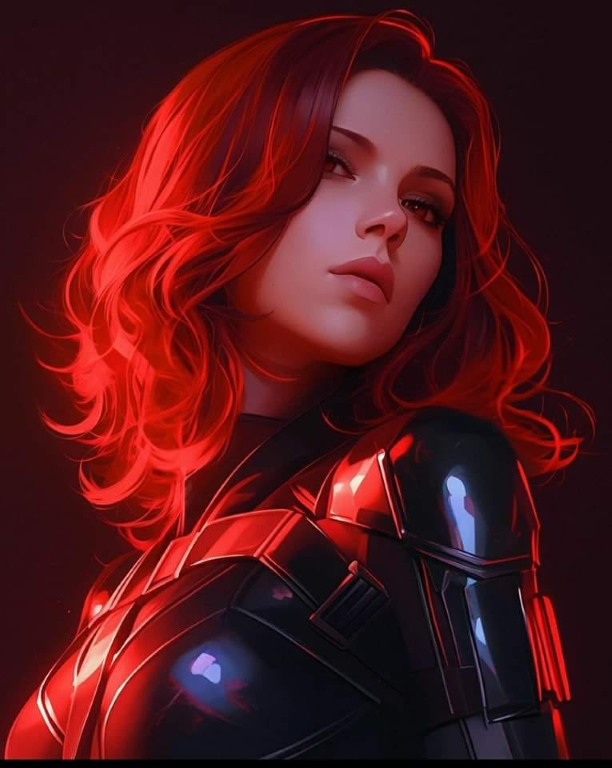 Black Widow Red Hair Suit 1364 Print Poster