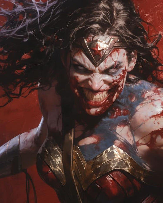 Bloodied Wonder Woman Portrait Print Poster