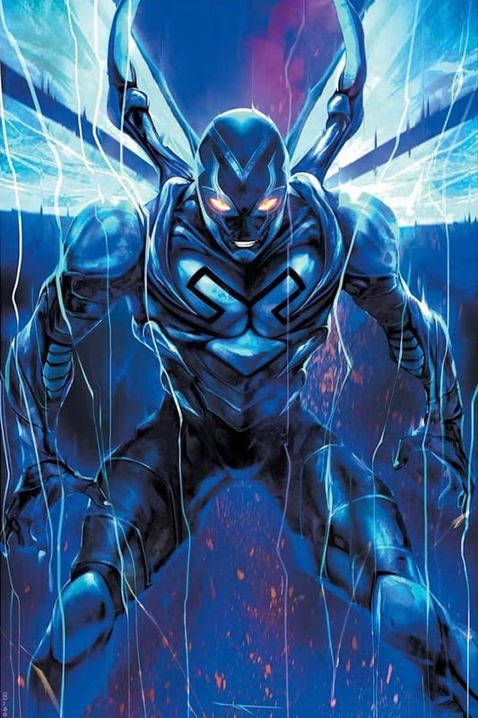 Blue Superhero Battle Ready Print Poster