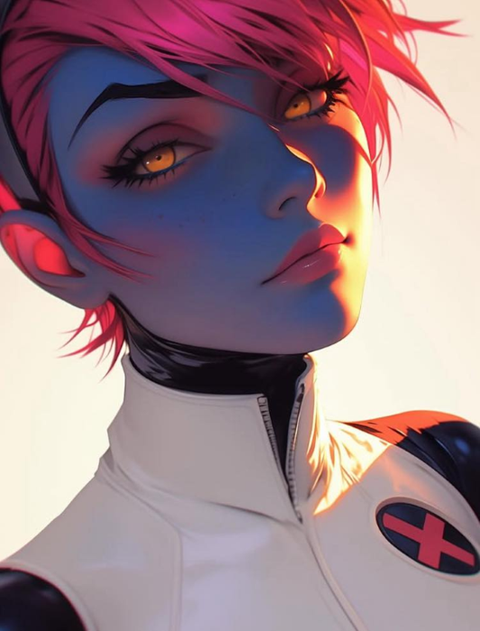 Blue Skin Pink Hair 01 Print Poster