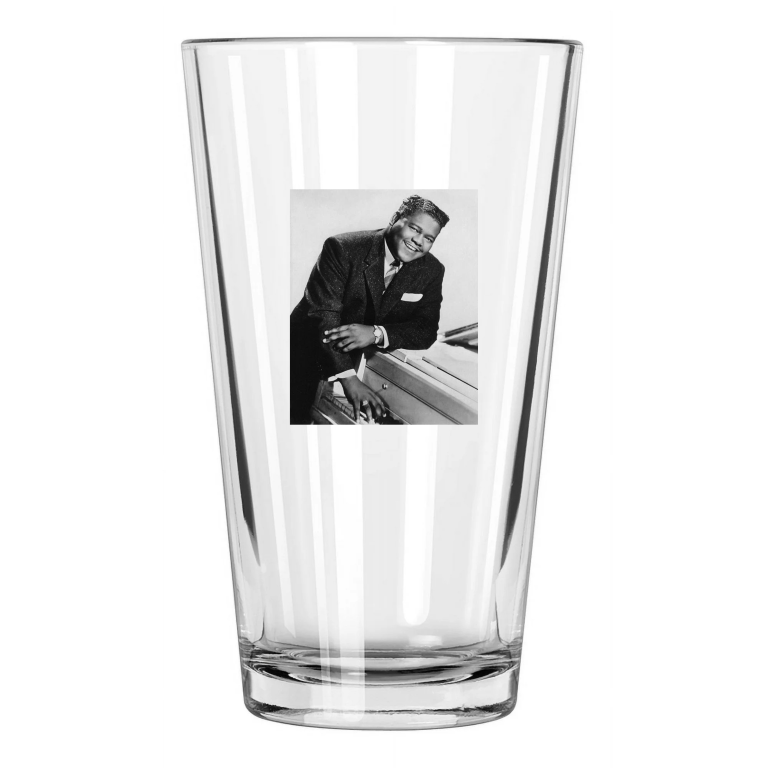 Blues Artist Antoine Fats Domino Jazz Music Portrait Pint Beer Drinking Glass