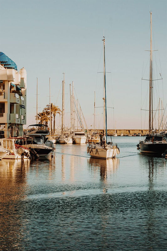 Boat Harbor Near Condominiums Landscape Sea Print Jigsaw Puzzle