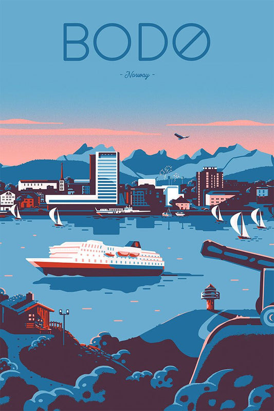 Bodo Norway Travel Vintage Retro Style Print Jigsaw Puzzle