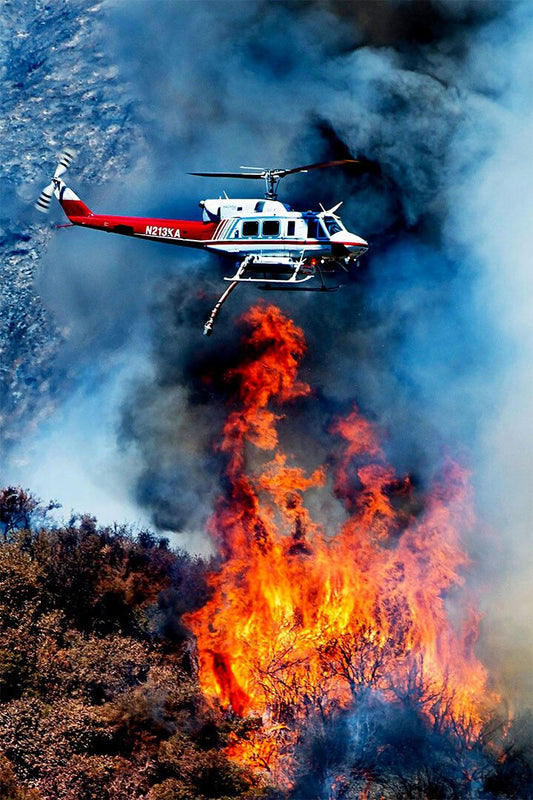 Bomber Over Forest Fire Vintage Painting Jigsaw Puzzle