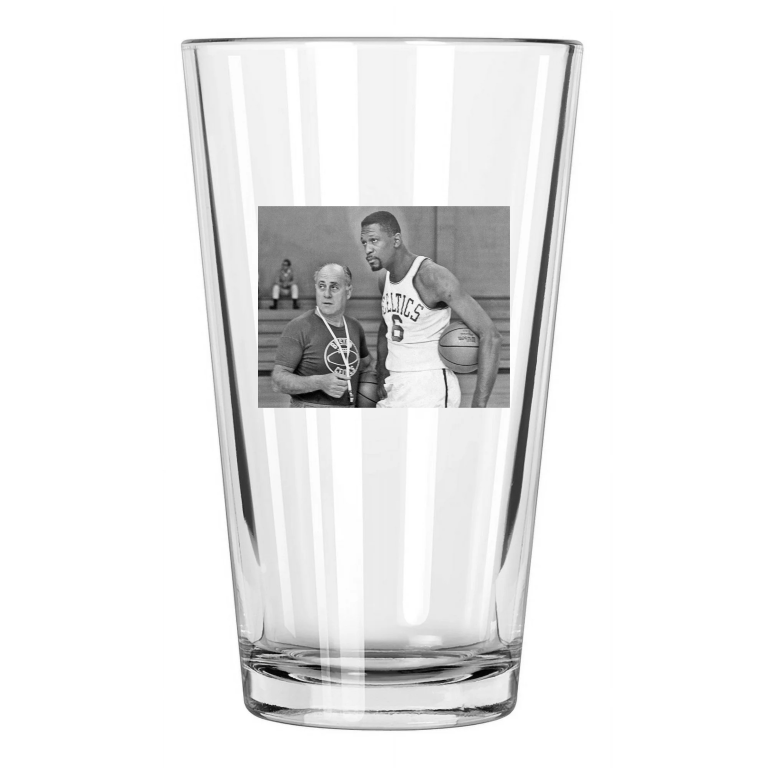 Boston Celtics Bill Russell And Red Auerbach Basketball Pint Beer Drinking Glass
