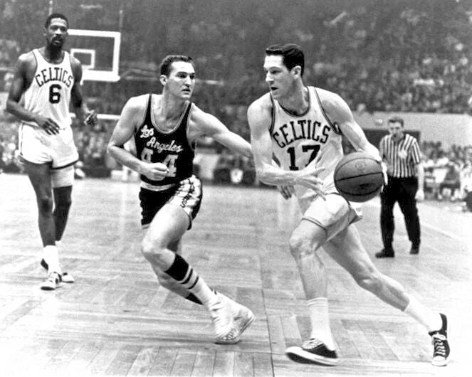 Boston Celtics John Havlicek Vs Lakers Jerry West Keychain Print Glossy Keychain