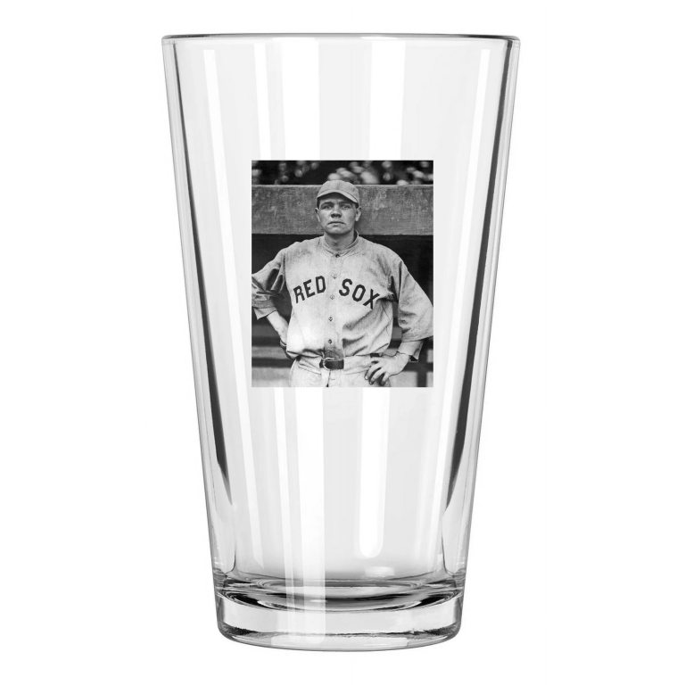 Boston Red Sox Babe Ruth 'Bambino' Photo Baseball Pint Beer Drinking Glass