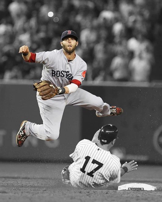 Boston Red Sox Dustin Pedroia Glossy Keychain Spotlight Print Baseball Keychain