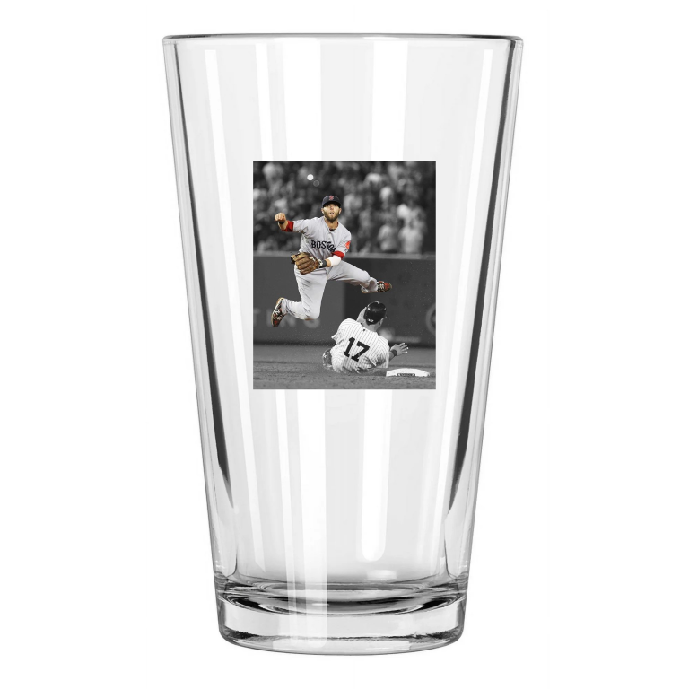 Boston Red Sox Dustin Pedroia Photo Spotlight Baseball Pint Beer Drinking Glass