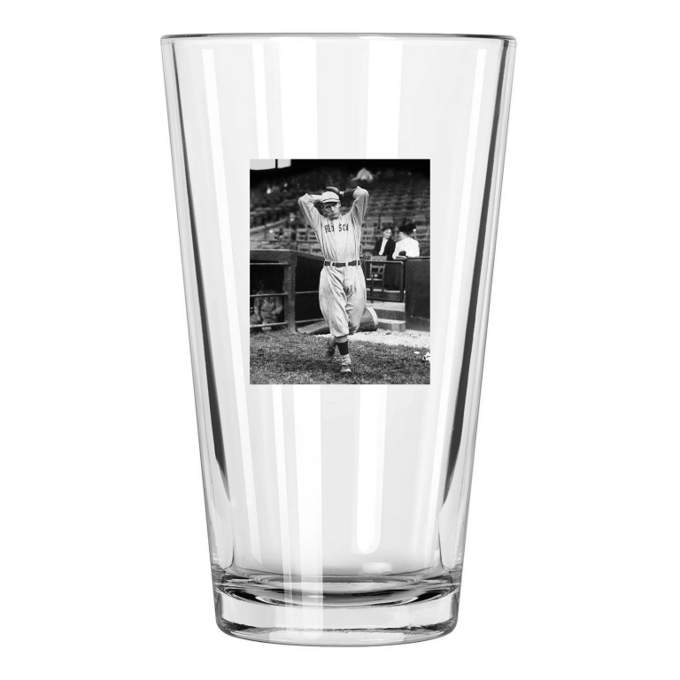 Boston Red Sox 'Smoky' Joe Wood Photo Baseball Pint Beer Drinking Glass