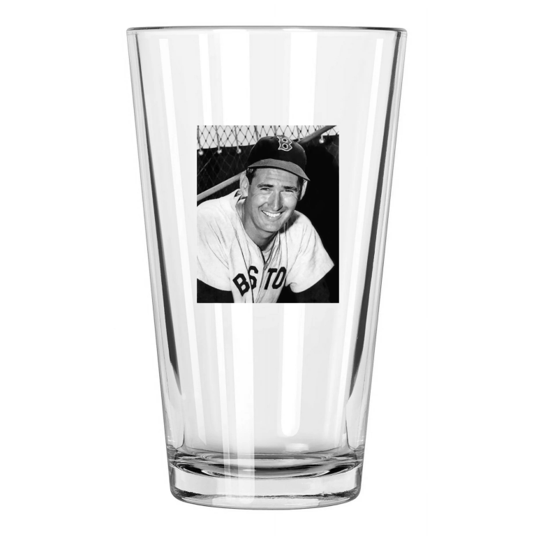Boston Red Sox Ted Williams Photo Baseball Hof 66 Pint Beer Drinking Glass