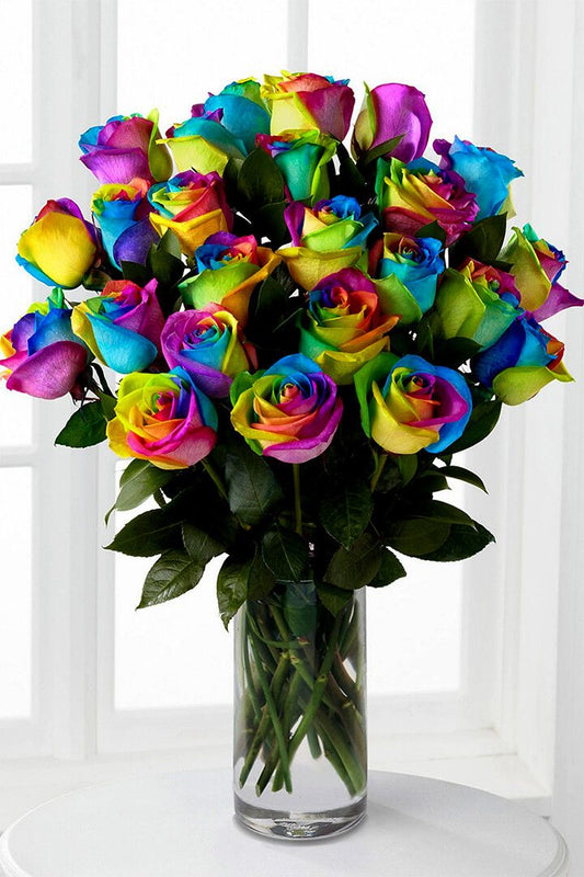 Bouquet Of Rainbow Roses Art Print Decor Jigsaw Puzzle