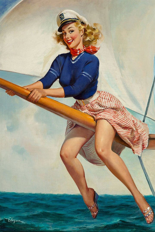 Bow Spirit 1960S Vintage Cute Pinup Captain Girl Jigsaw Puzzle