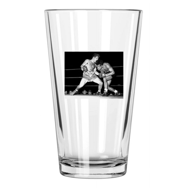 Boxer 'The Raging Bull' Jake Lamotta Vs Bob Satterfield Pint Beer Drinking Glass