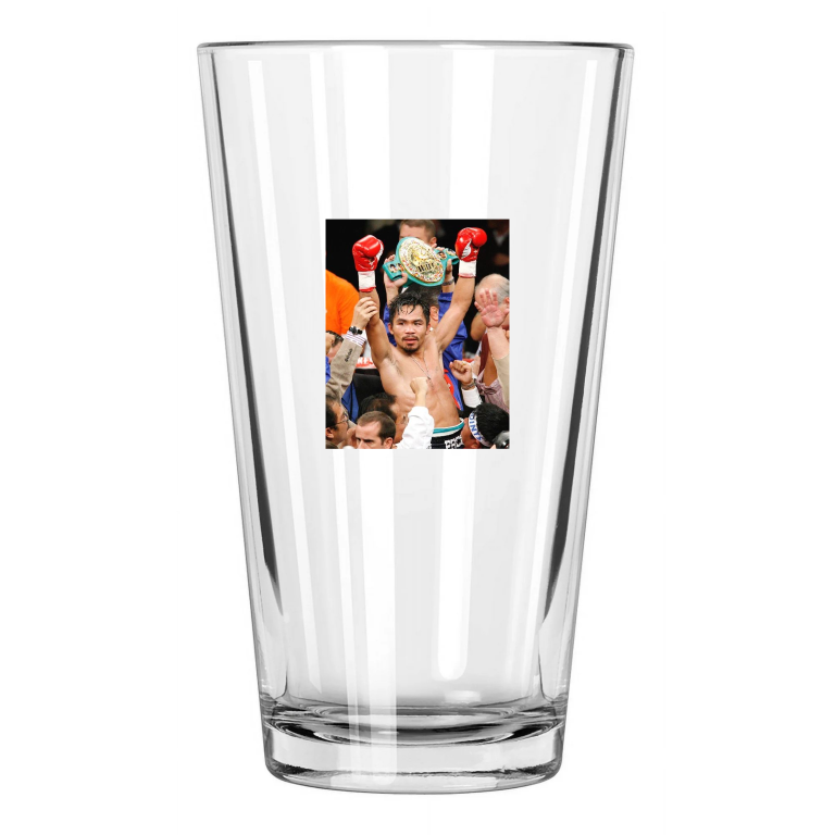 Boxing World Champion Manny Pacman Pacquiao With Belt Pint Beer Drinking Glass
