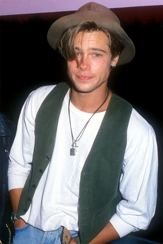 Brad Pitt Young Actor Long Hair Painting Wall Art Home Decor Poster