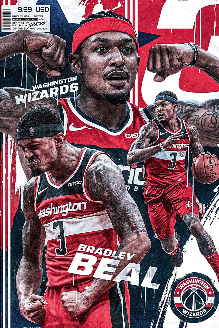 Bradley Beal Washington Basketball Star Wall Art Home Poster