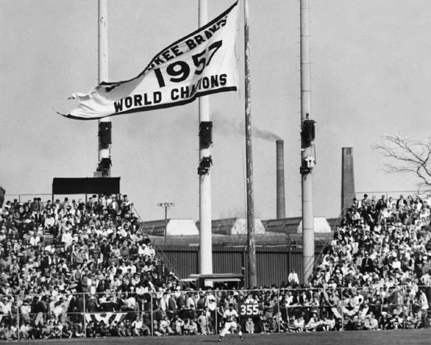 Braves Milwaukee County Stadium Glossy Magnet 1957 World Series Champs Print