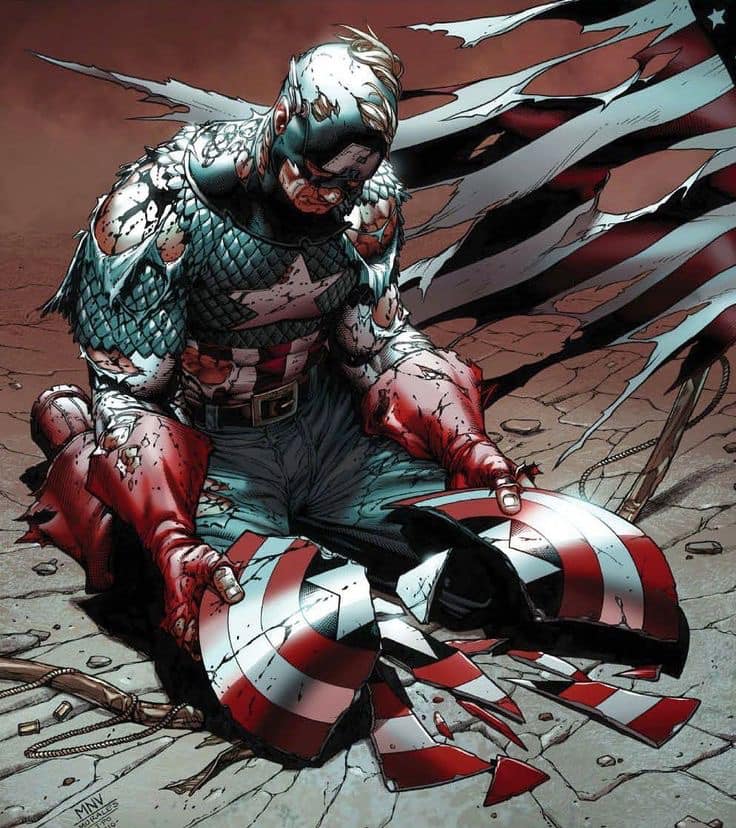 Broken Captain America Shield Print Poster