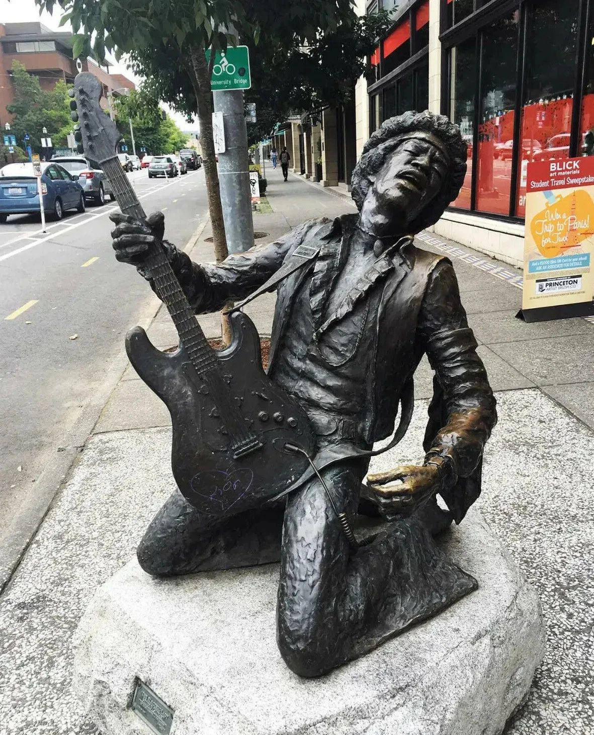 Bronze Statue Of Jimi Hendrix Seattle Washington Rock Star Picture Poster Photo