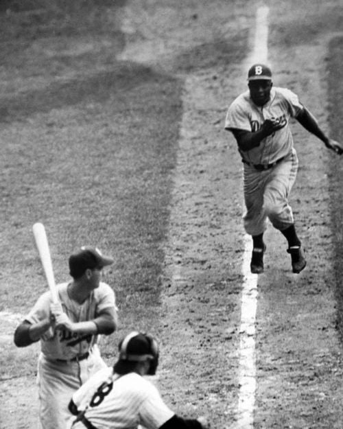 Brooklyn Dodgers Jackie Robinson Glossy Keychain 1955 World Series Print