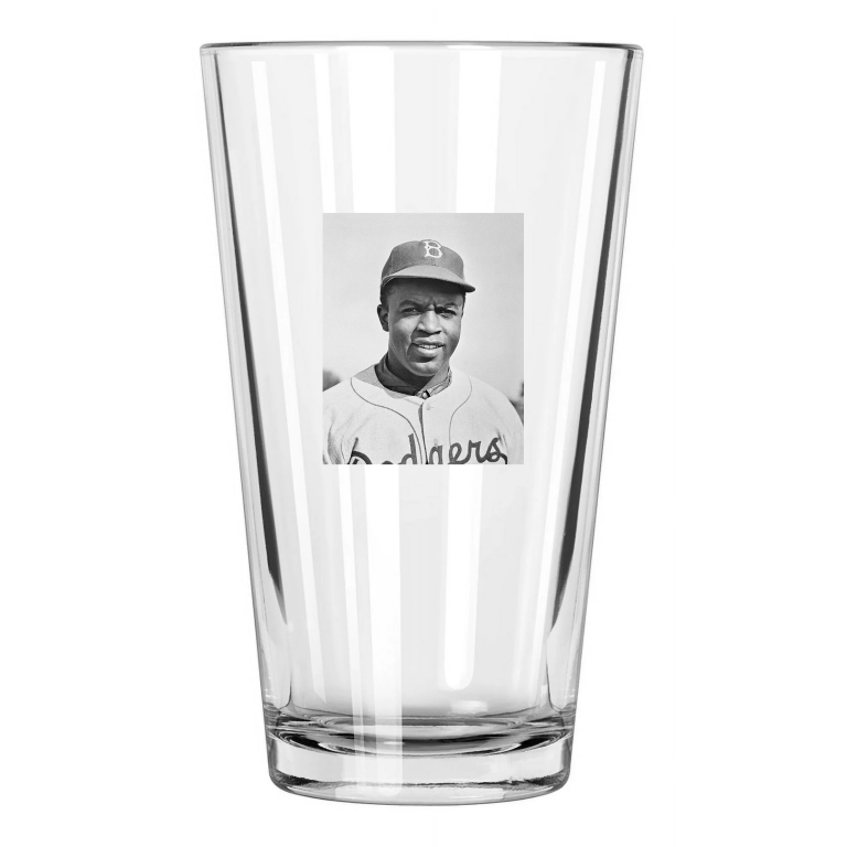Brooklyn Dodgers Jackie Robinson Photo Portrait Hof 62 Pint Beer Drinking Glass