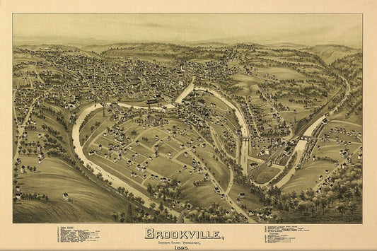 Brookville Pennsylvania 1895 Historic Panoramic Town Map Jigsaw Puzzle
