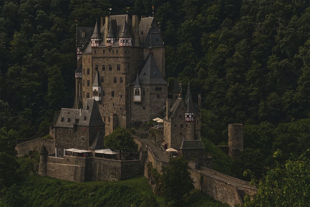 Brown Concrete Castle On Top Of Hill Print Keychain