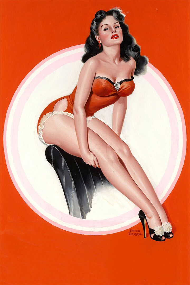 Brunette In Red 1949 Vintage Style American Girl Pinup Jigsaw Puzzle