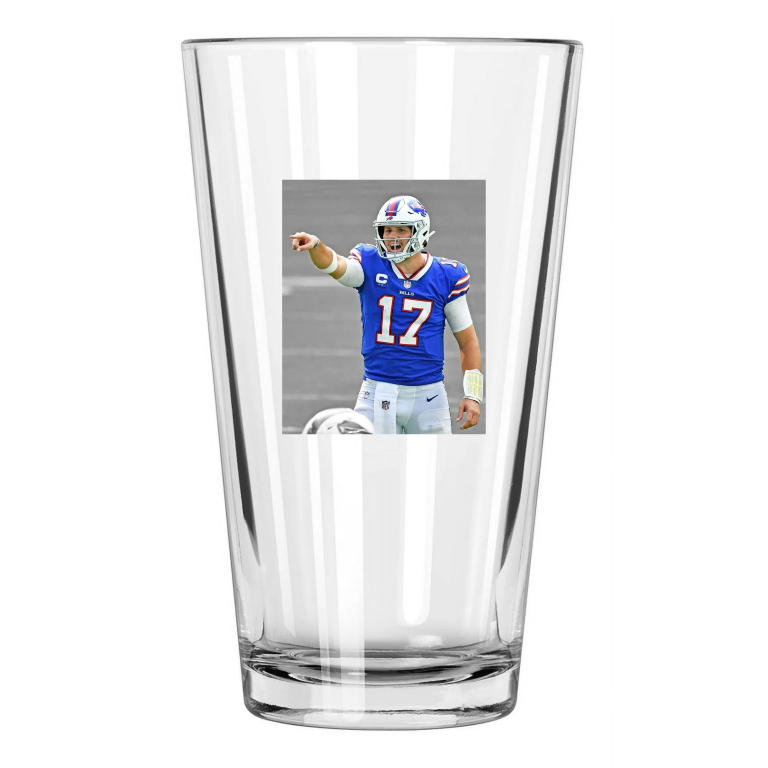 Buffalo Bills Josh Allen Photo Football Spotlight 1 Pint Beer Drinking Glass