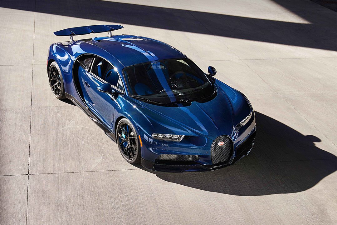 Bugatti Chiron Pur Sport Blue Car Aerial View Wall Indoor Decor Jigsaw Puzzle