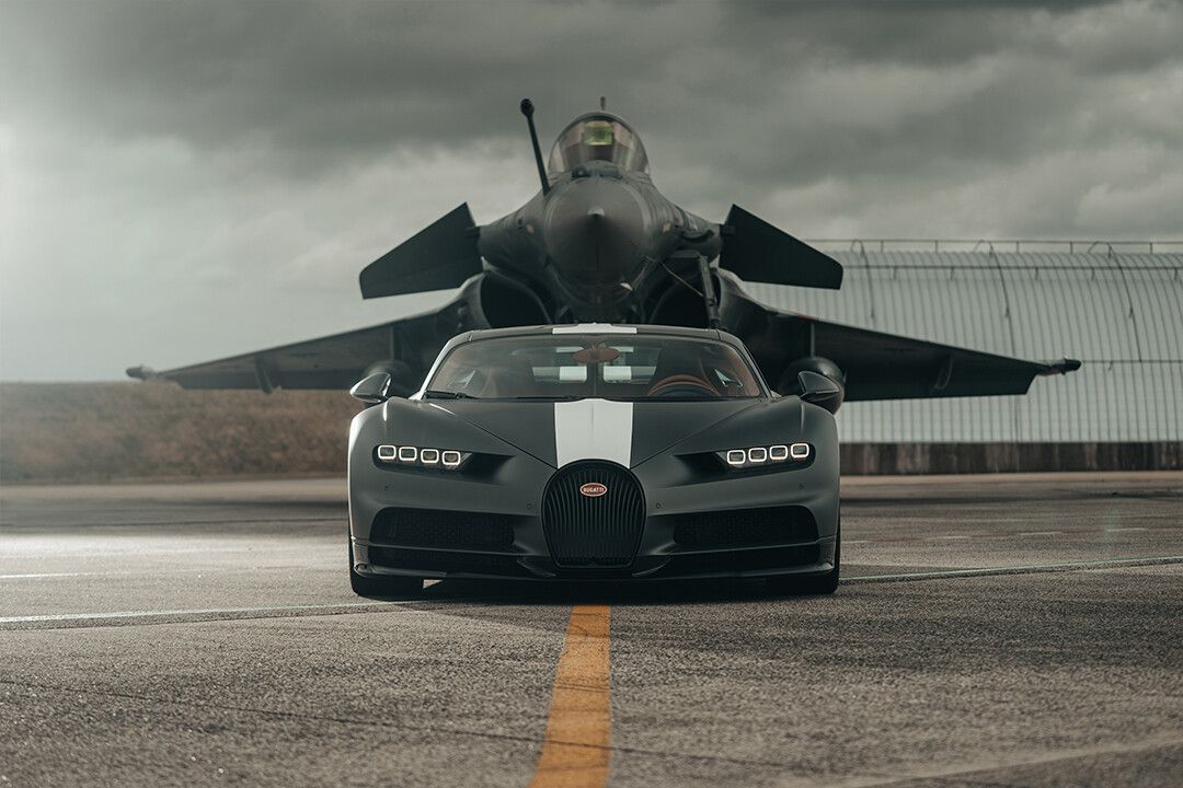 Bugatti Chiron Sport Car And Military Plane Art Home Decor Jigsaw Puzzle
