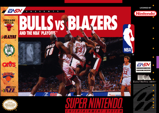 Bulls Vs. Blazers And The Nba Playoffs (Usa) Snes Print Poster