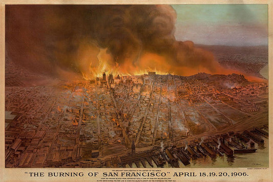 Burning Of San Francisco 1906 Historic Panoramic Town Map Jigsaw Puzzle