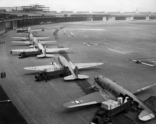 C 47 Skytrains During The Berlin Airlift Retro Airplane Picture Keychain
