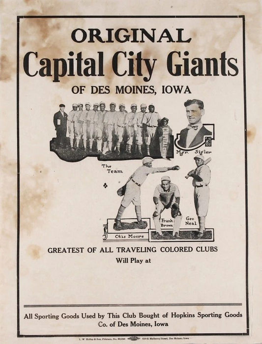 Capital City Giants Keychain Baseball Keychain Picture Negro League Des Moines