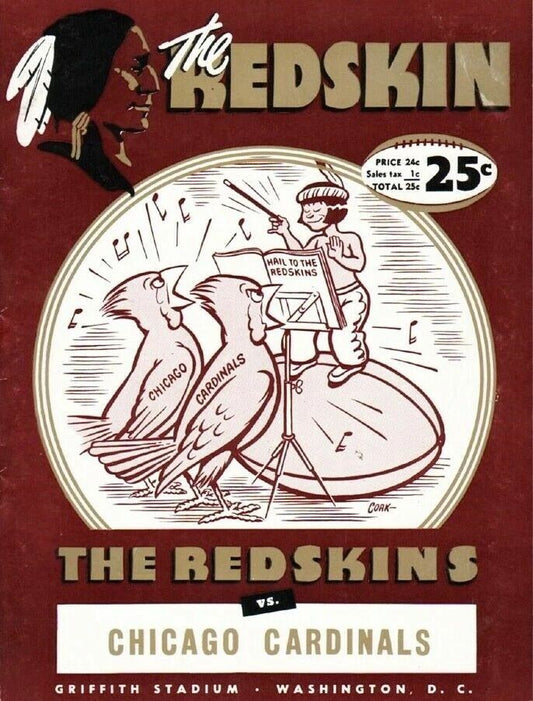 Chicago Cardinals Vs Washington Redskins Magnet Football Picture Nfl