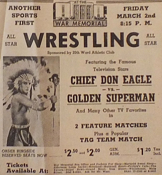 Chief Don Eagle Vs Golden Superman Magnet Wrestling Picture Awa Wide Border
