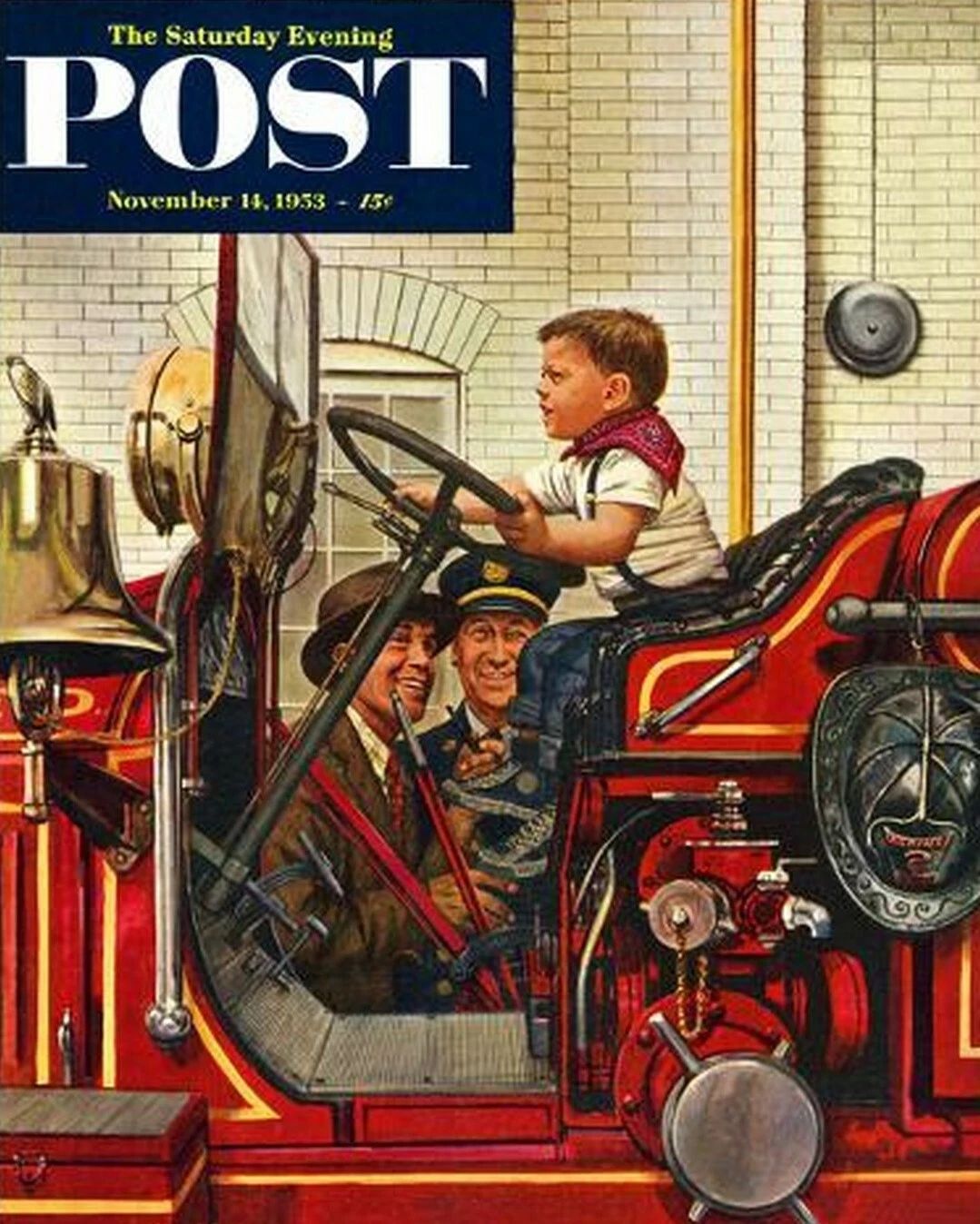 Child Firefighter Magnet Picture Firefighting On Fire Truck Saturday Post