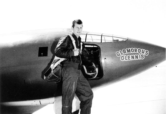 Chuck Yeager With Plane Bell X 1 Glamorous Glennis Picture Magnet Print