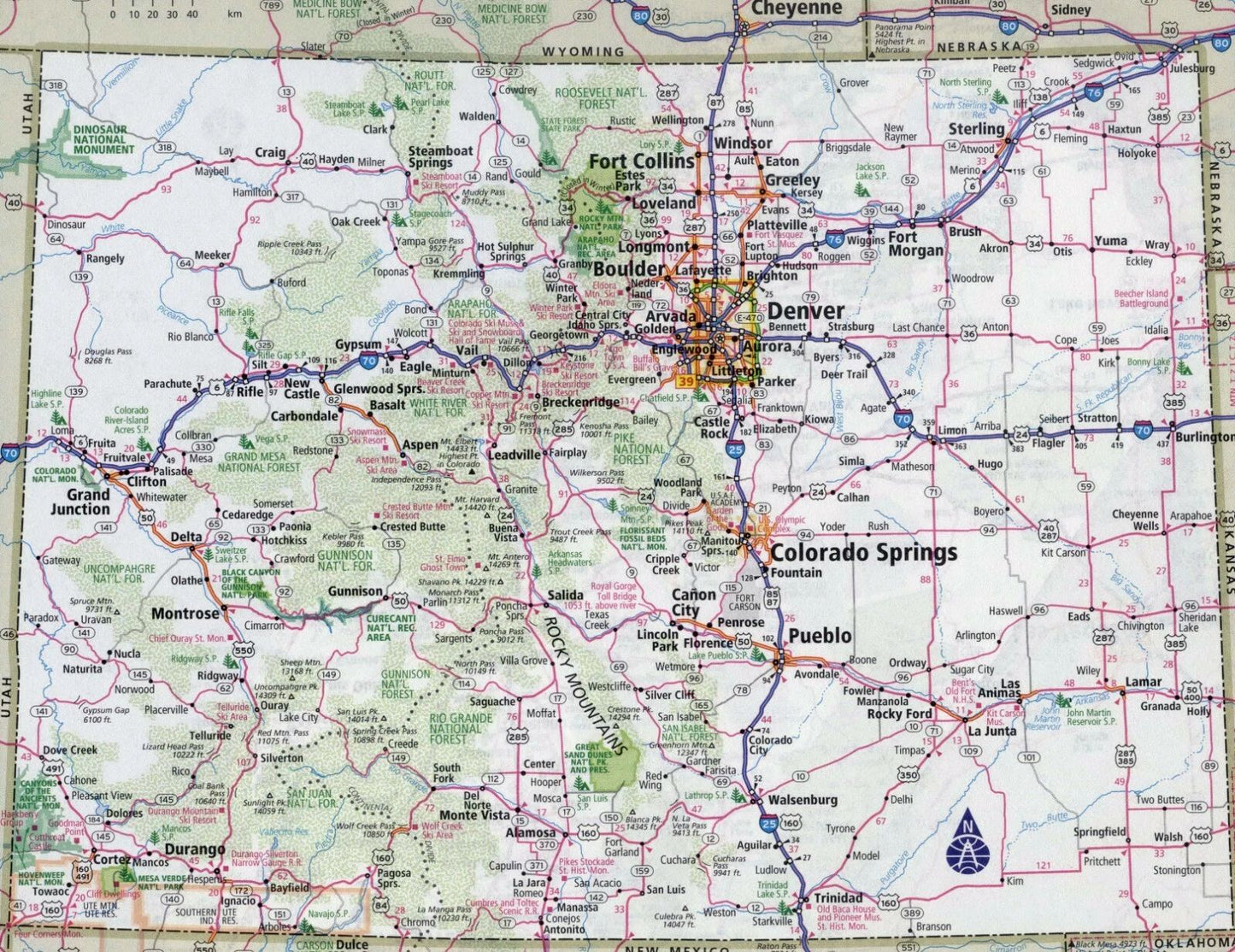 Colorado State Road Map Keychain Picture Keychain Print County City