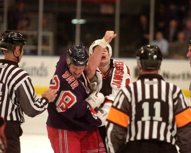 Colton Orr Cam Janssen Fight Photo Hockey Ny Rangers Devils Picture Nhl