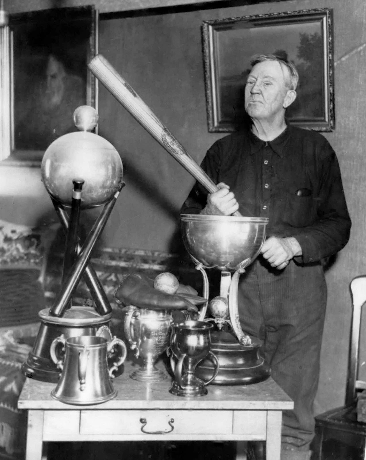 Cy Young With Trophies Photo Cleveland Naps Red Sox Picture Baseball Mlb