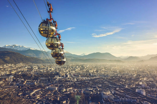 Cable Cars Over Grenoble France City Landscape Keychain Picture Keychain