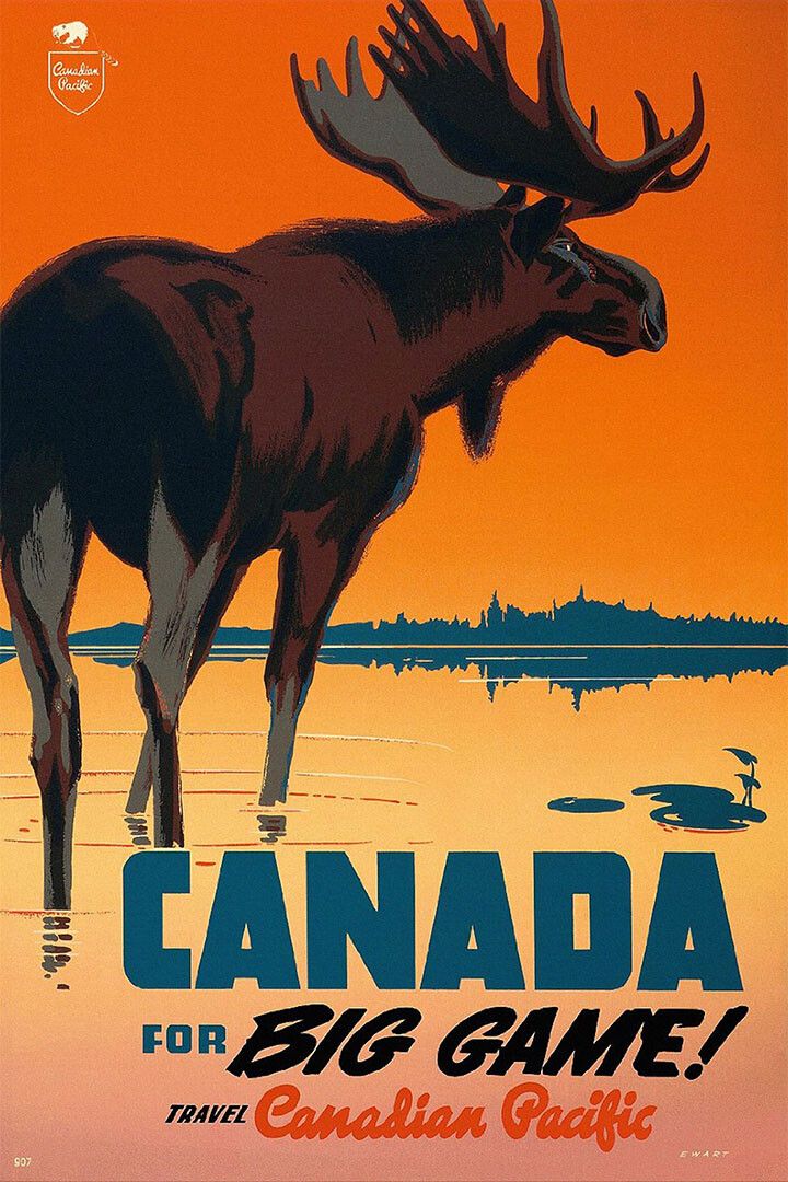 Canada For Big Game 1950 Vintage Style Moose Travel Jigsaw Puzzle