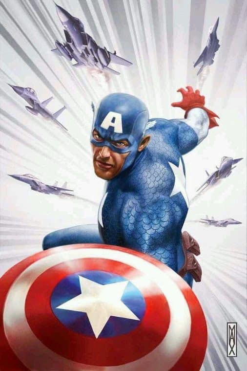 Captain America Action Artwork Print Poster