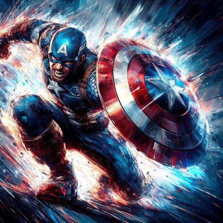 Captain America Action Artwork (2) Print Poster
