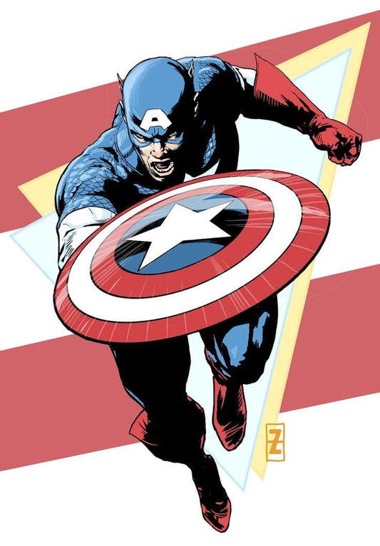 Captain America Action Illustration Print Poster