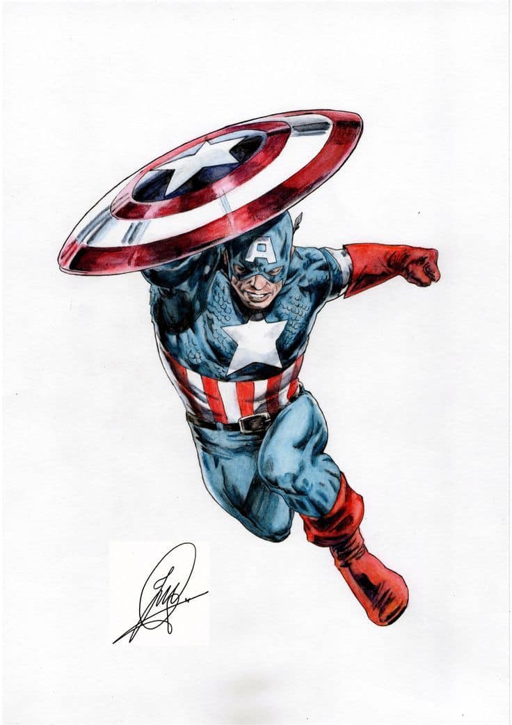 Captain America Action Illustration (2) Print Poster