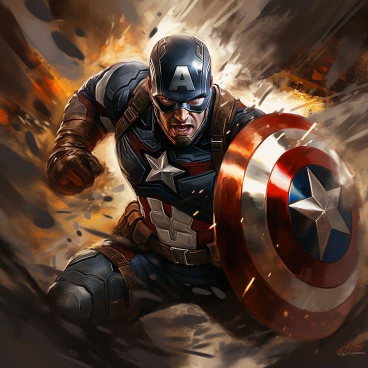 Captain America Action Illustration (3) Print Poster
